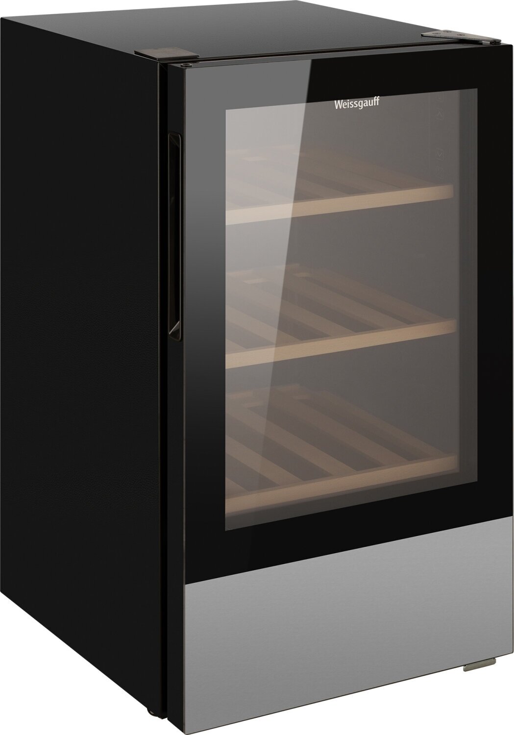Винный холодильник Weissgauff WWC-30 Bottle 3 года гарантии, вместимость 30 бутылок, перенавешиваемая дверь, диапазон температур 5-20°С