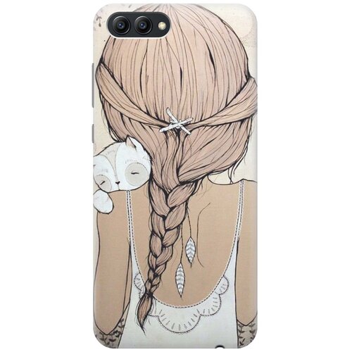 фото Re:pa накладка transparent для huawei honor v10 с принтом "девочка в обнимку с котом"
