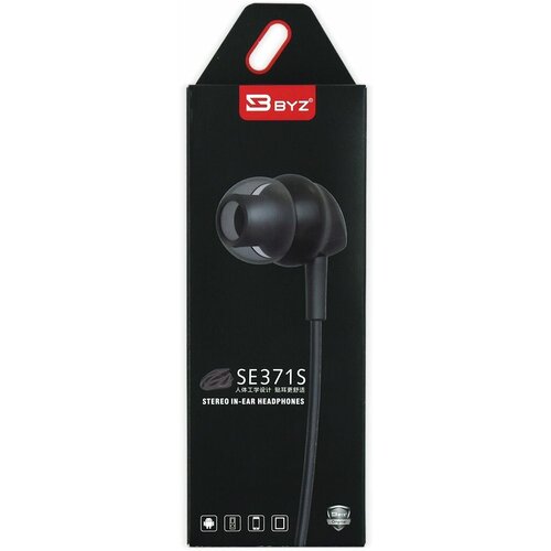 Наушники проводные BYZ SE371S вакуумные с микрофоном 12 метра черный 58600₽