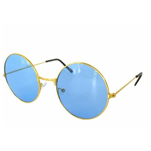 Очки круглые Джона Леннона голубые синие взрослые, имиджевые, для селфи, солнцезащитные, очки круглые джона леннона черные тишэйды имиджевые для селфи солнцезащитные хиппи взрослые набор 3 шт