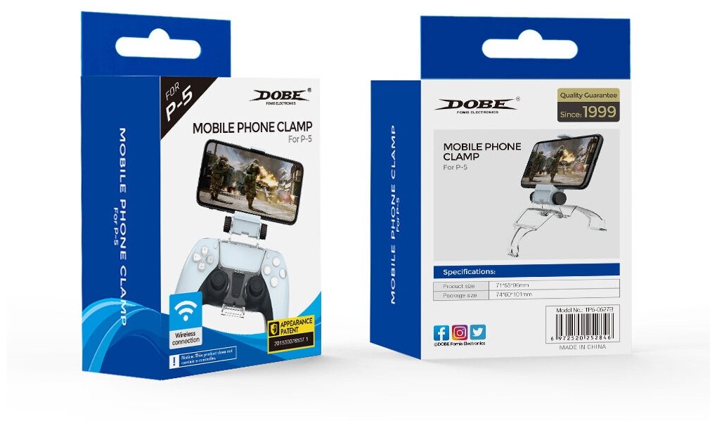 Крепление к геймпаду от Sony PlayStation 5 PS5 DualSense для игры на телефоне DOBE Mobile Phone Clamp
