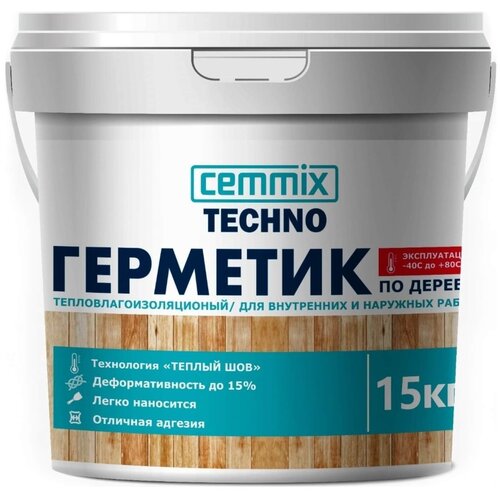 Герметик Cemmix по дереву для теплого шва 15 кг сосна 15000 гр mapegum wps акриловый полимер для гидроизоляции 5 кг