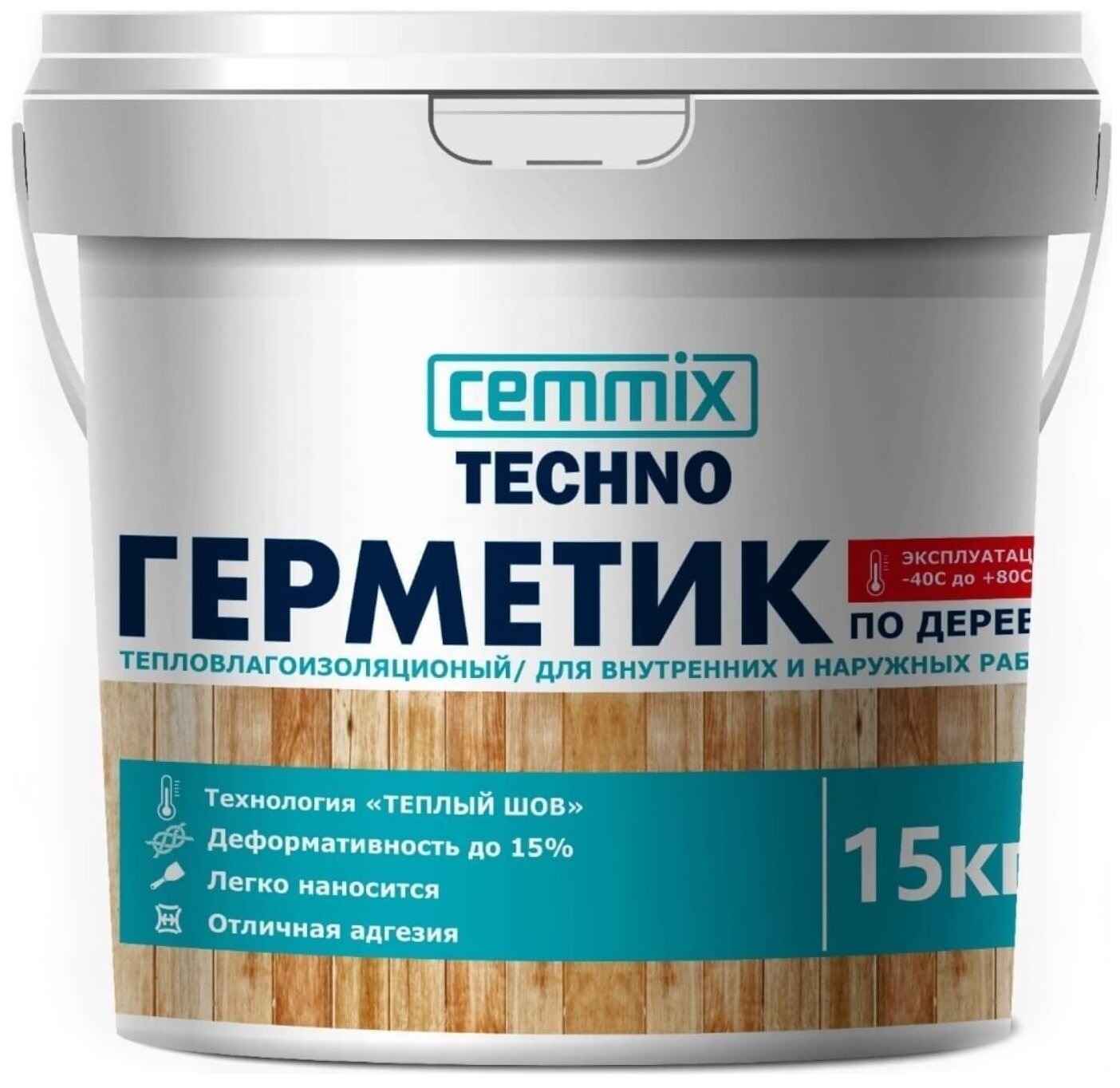 Герметик акриловый для дерева Cemmix Теплый шов, 15 кг, сосна - фотография № 1