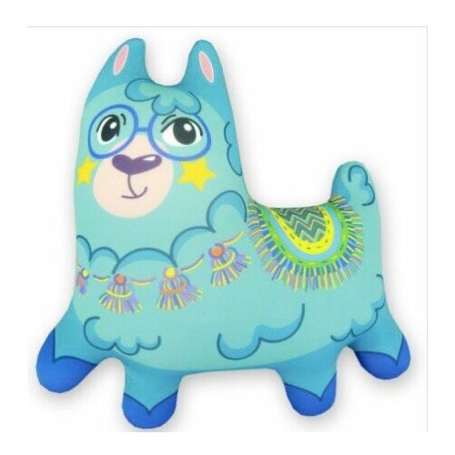 Мягкая игрушка антистресс Веселая Лама голубая 28х33 см Голубая