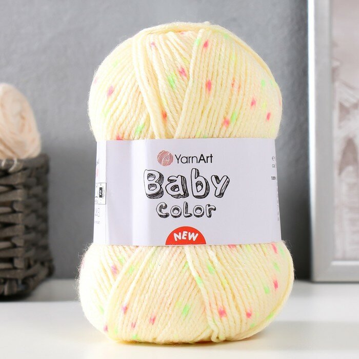 Пряжа для вязания YarnArt Baby color 100% акрил 150м/50гр, 219 желтый/крап