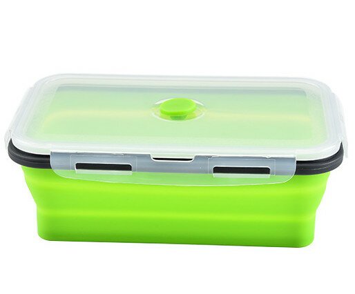 Контейнер зеленый, для продуктов складной силиконовый, ланч-бокс пищевой, 0,35 л - фотография № 10