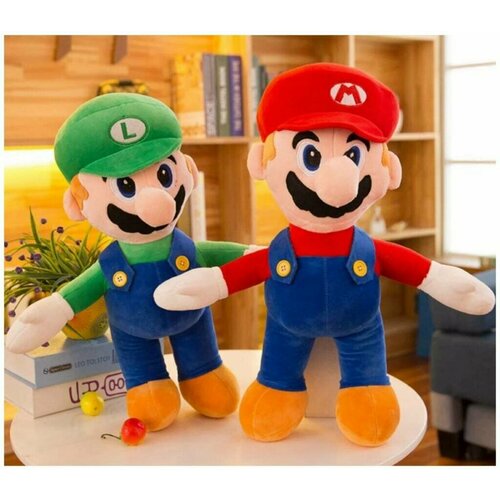 Комплект Мягкие игрушки Марио и Луи Луиджи 27,5 СМ. / Мягкая игрушка Марио Луиджи в синем костюме (28 см)