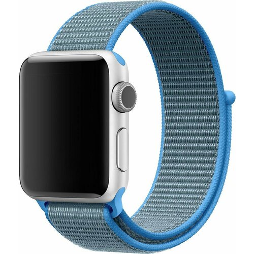 Нейлоновый ремешок для смарт часов Apple Watch 1-9, SE, 38-40-41 мм / Сменный тканевый браслет на Эпл Вотч 1, 2, 3, 4, 5, 6, 7, 8, 9, СЕ / Синий