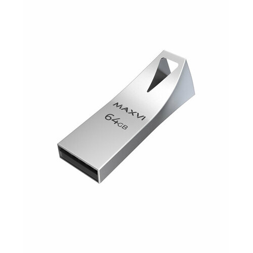 USB флеш-накопитель Maxvi MK2 64GB metallic silver, монолит, металл, USB 2.0