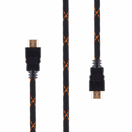 Кабель HDMI ROMBICA Digital ZX30B, HDMI 2.0b (5K, 3D, HDR), нейлоновая оплетка, чёрно-оранжевый, 3м оранжевый, черный