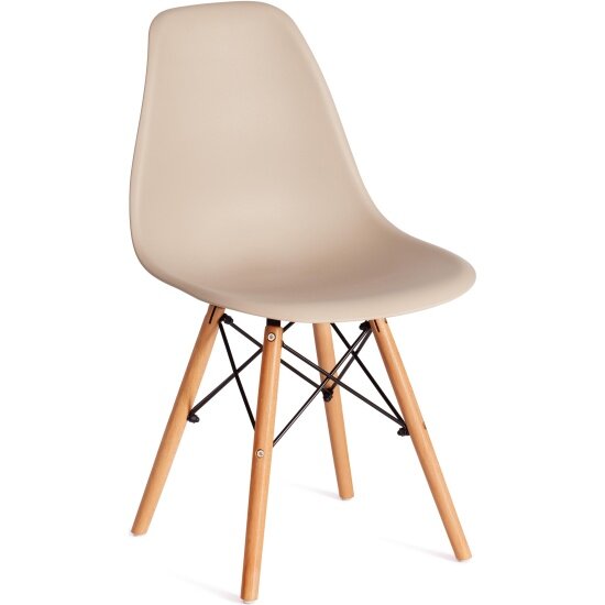 Стул Tetchair CINDY (EAMES) (mod. 1801), дерево бук/металл/сиденье пластик, 45x51x82 см, Beige (Бежевый) (4шт/уп)