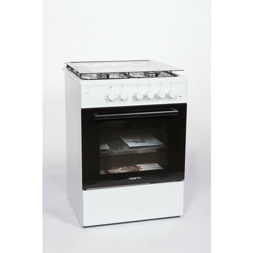 Комбинированная плита VESTA-VALENCIA VGE 10-E белая газовая с электрической духовкой 60 см электроподжиг подсветка Полный Газ контроль 2600000₽