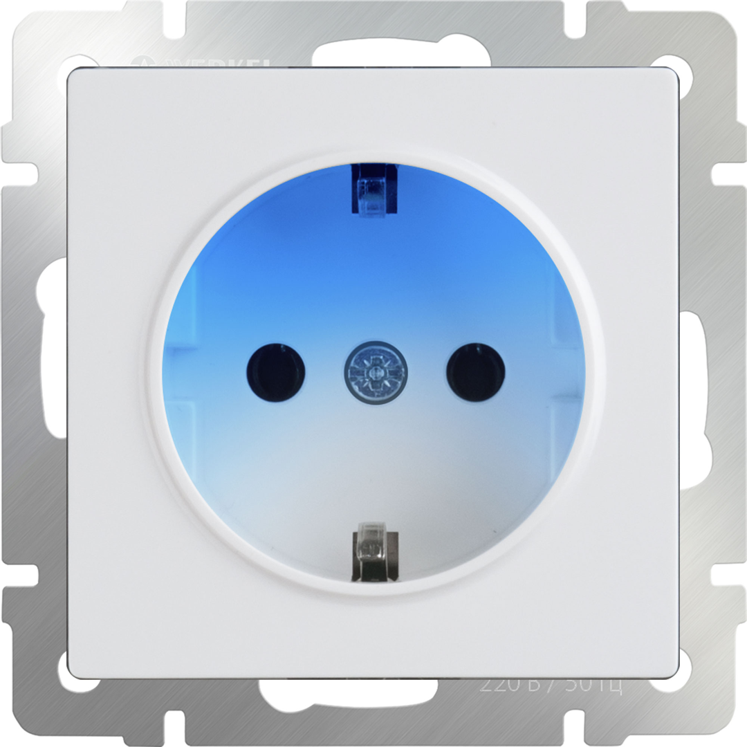 фото Веркель Розетка с подсветкой (белая) WL01-10-03 сн/пр