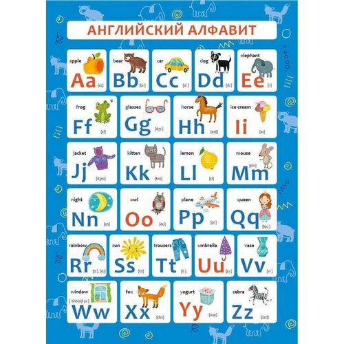 плакат а3 английский алфавит в упаковке пл 4942 Обучающий плакат-листовка Английский алфавит А3, 4 шт