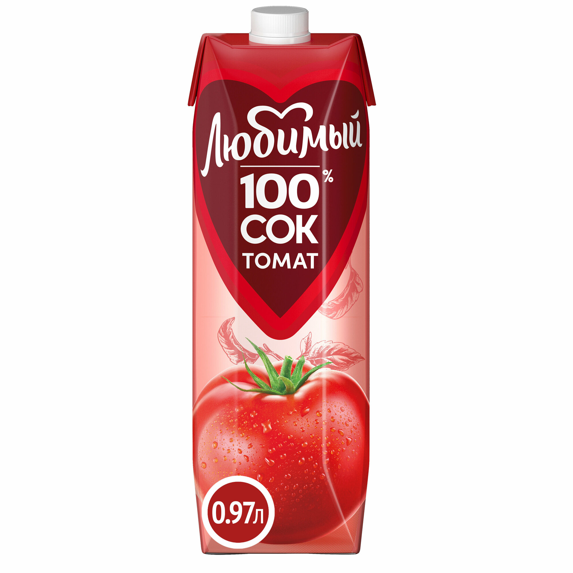 100% томатный сок с мякотью Любимый 0,97л