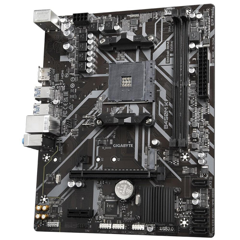 Материнская плата Gigabyte B450M K, Socket AM4, AMD B450, 2xDDR4-2933 mATX