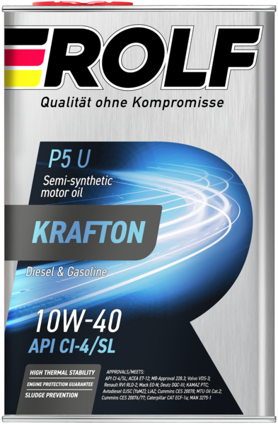 Полусинтетическое моторное масло ROLF Krafton P5 U 10W-40, 20 л — фото 1
