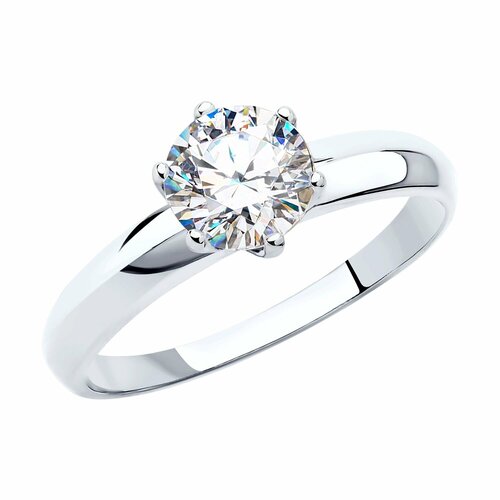 Кольцо помолвочное Diamant online белое золото 585 проба фианит размер 175 прозрачный 21926₽