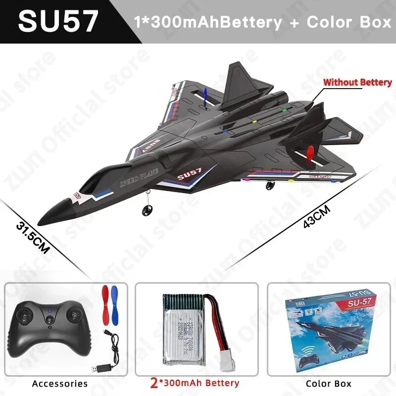 Радиоуправляемый самолет ZWN SU57, SU57 Black 2B Box