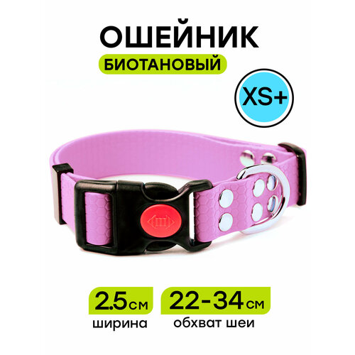 Ошейник из биотана 22-34 см (XS+), 25 мм, Woofy "Geksa" водостойкий, для собак с длинной шеей, борзых, лавандовый