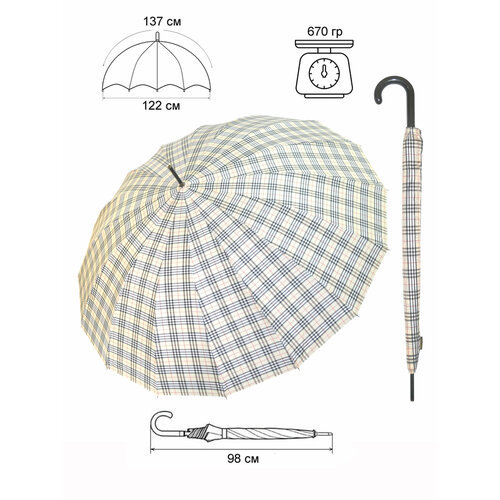 Зонт-трость Ame Yoke, черный в клетку