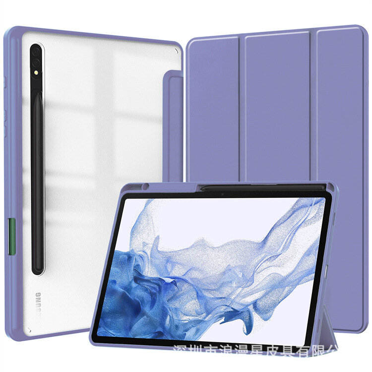 Фирменный ультра-тонкий чехол-обложка для Samsung Galaxy Tab S10 Plus с дизайном Smart Case фиолетовый кожаный MyPads