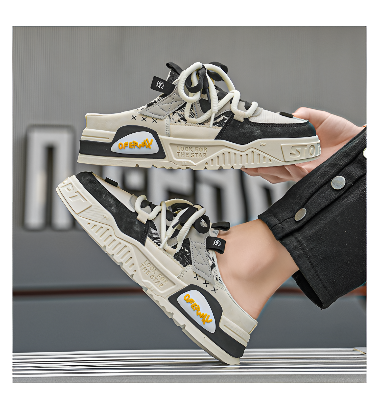 Кроссовки  сабо, размер 44, черный / белый — фото 1