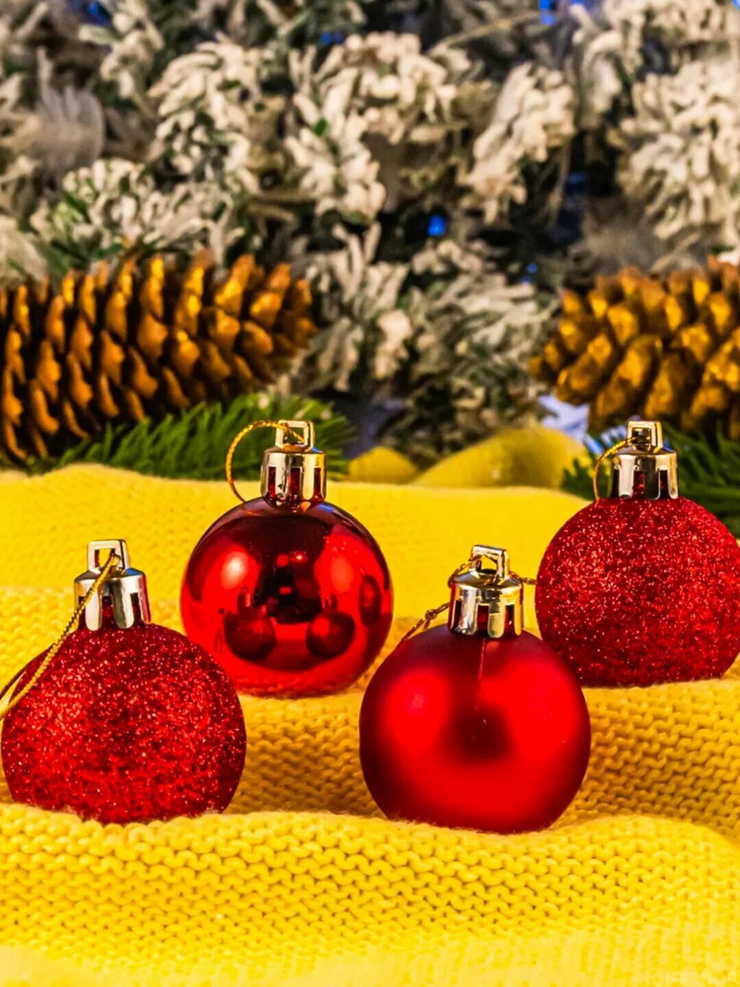 Ёлочные шары 5 см, набор 34 шт, блестящие украшения для новогодней ёлки