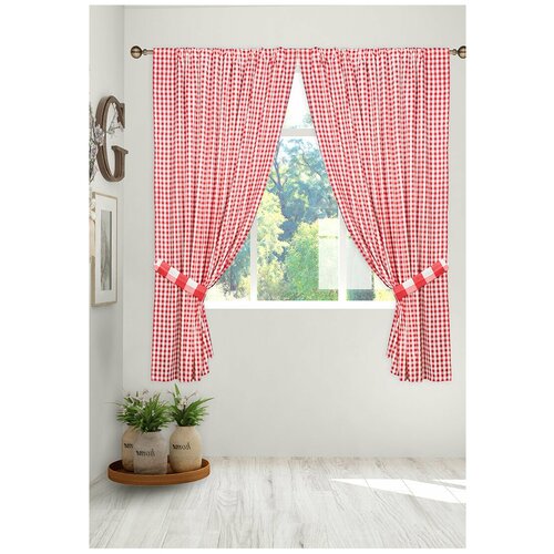 фото Комплект штор для кухни галант "паффил", красный, белый, 140х180 см, арт. 271051