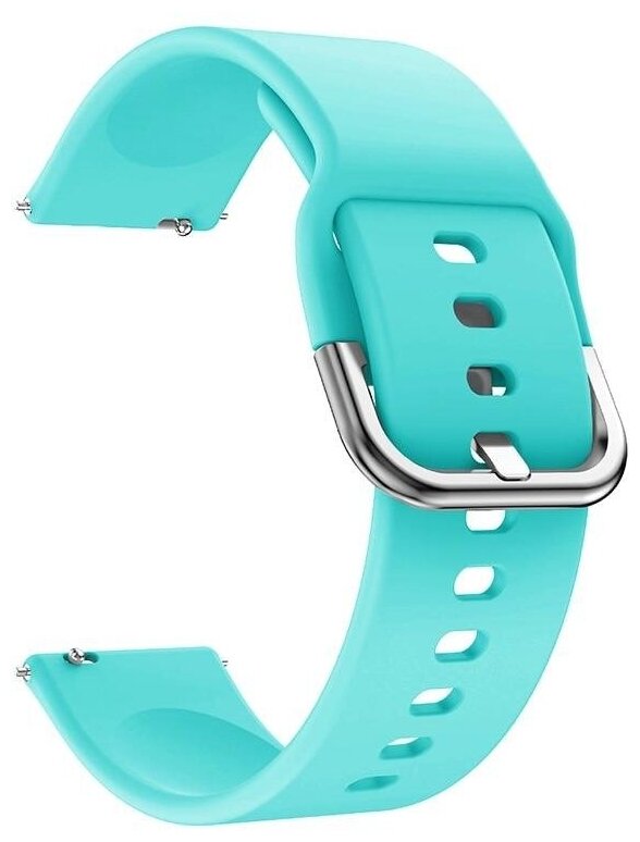 Силиконовый ремешок с застежкой на смарт часы Samsung Galaxy, Amazfit, Garmin, Honor, Huawei, Xiaomi Watch (20 мм) / Сменный браслет на умные часы / Бирюзовый