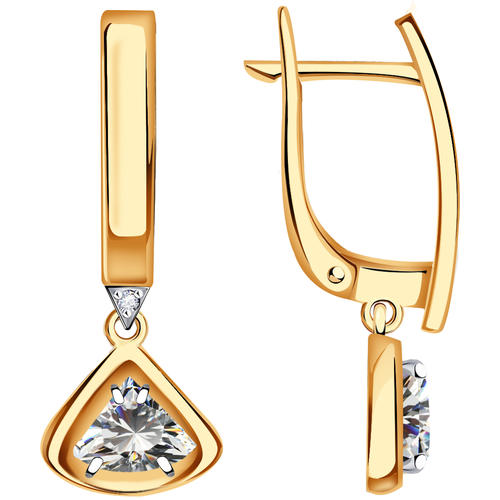 Серьги Diamant online, золото, 585 проба, фианит, длина 2.8 см