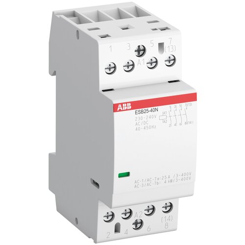 фото Abb контактор esb25-40n-06 модульный (25а ас-1, 4но), катушка 230в ac/dc