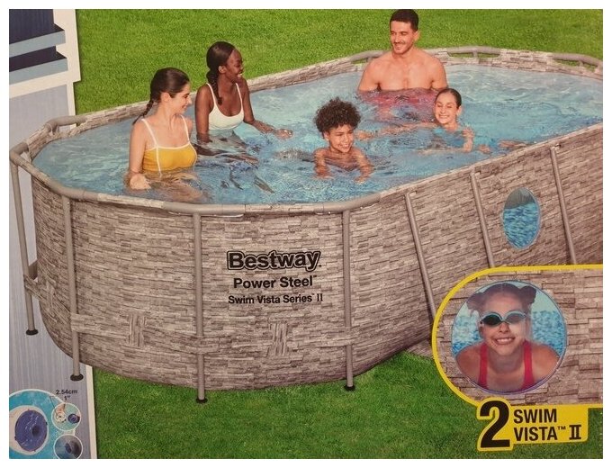 Bestway 56714 (427х250х100) фильтр, лестница, тент Каркасный бассейн Power Steel Swim Vista