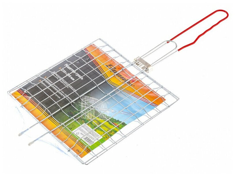 Решетка-гриль 230 x 230 мм, хромированная, PVC рукоятка Sparta 69635 - фотография № 8