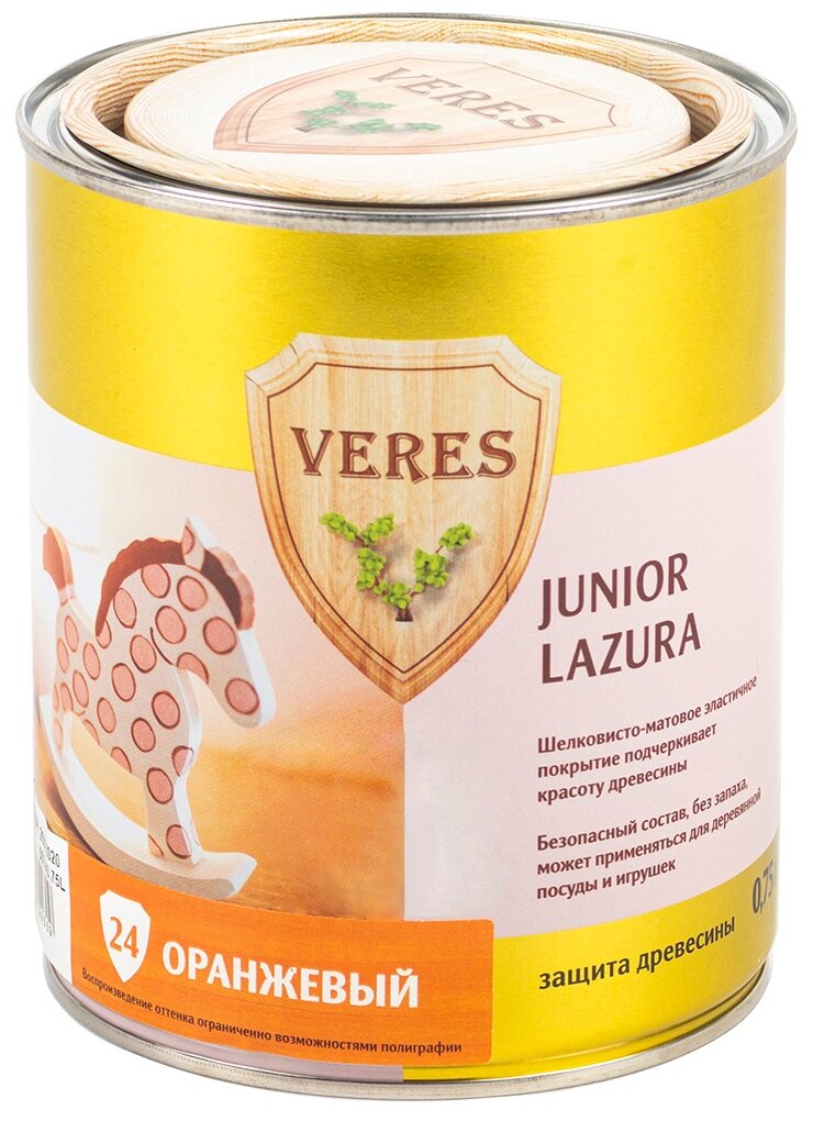 Водозащитная пропитка VERES Junior Lazura, 0.75 л, №24 Оранжевый