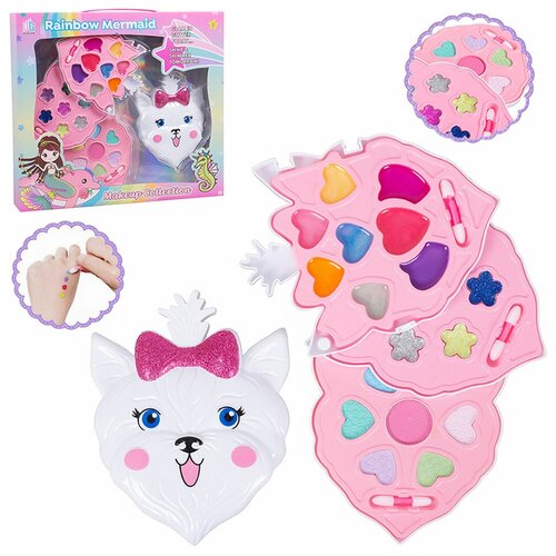 Игровой набор косметики для кукол в декоративной палетке для девочек