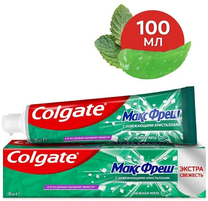 Зубная паста Colgate Макс Фреш Нежная мята с освежающими кристаллами для свежего дыхания и защиты от кариеса 100мл