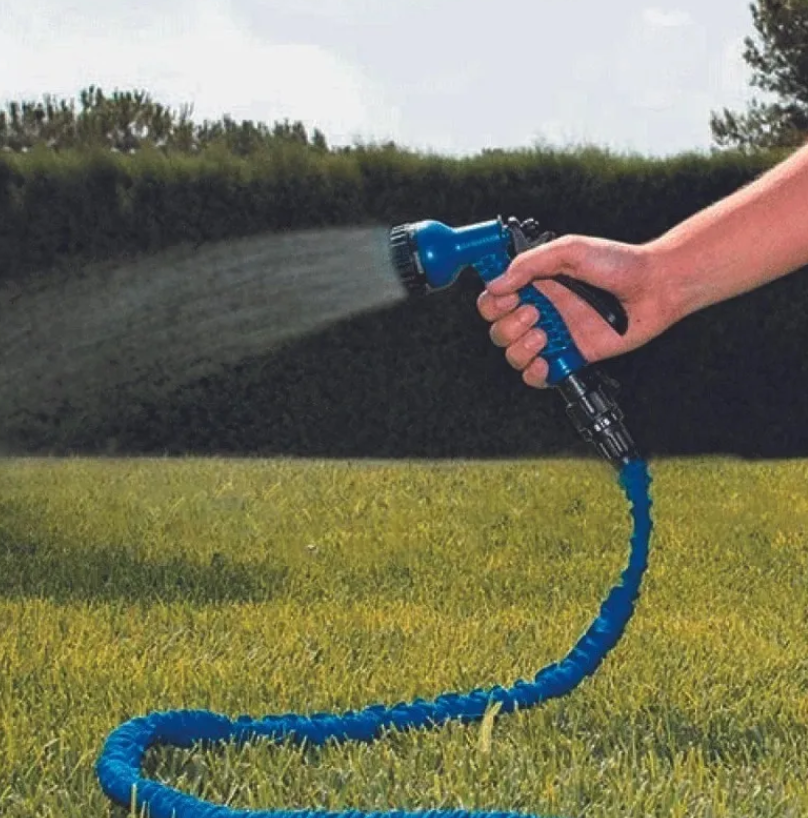 Шланг для полива синий с распылителем 59.7 м\ Шланг растягивающийся сверхпрочный для сада и огорода