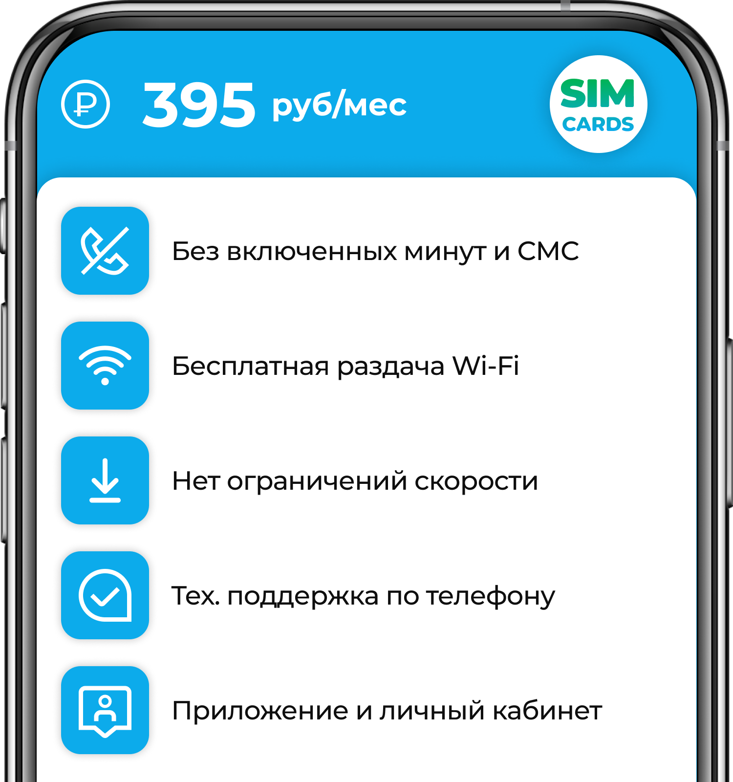 SIM-карта 50ГБ интернет за 395 руб/мес (2G3G4G) дляартфона роутера модема