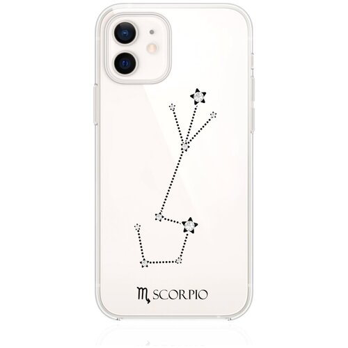 Прозрачный силиконовый чехол с кристаллами Lux для iPhone 12/12 Pro Знак зодиака Скорпион Scorpio для Айфон 12/12 Про
