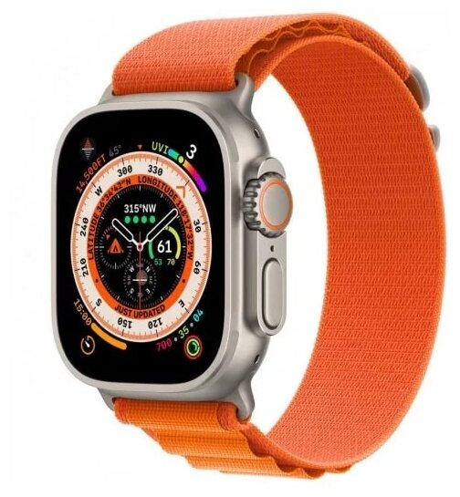Apple Watch Ultra Global, 49 мм, Titanium Case, Orange Alpine Loop L