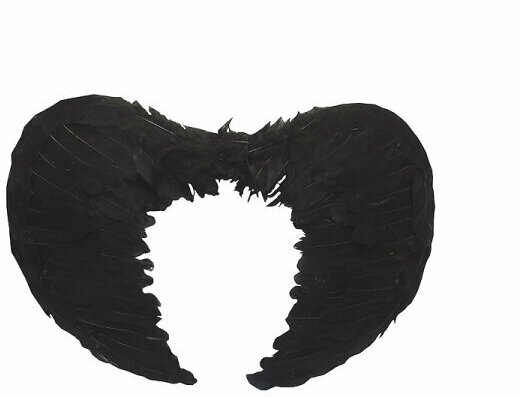 Крылья ангела черные перьевые карнавальные большие 55х40см, на Хэллоуин и Новый год