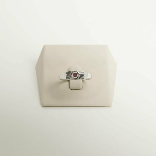 Кольцо CORDE Серебряная печатка (серебряное кольцо) с натуральным рубином, серебро, 925 проба, родирование, рубин, розовый