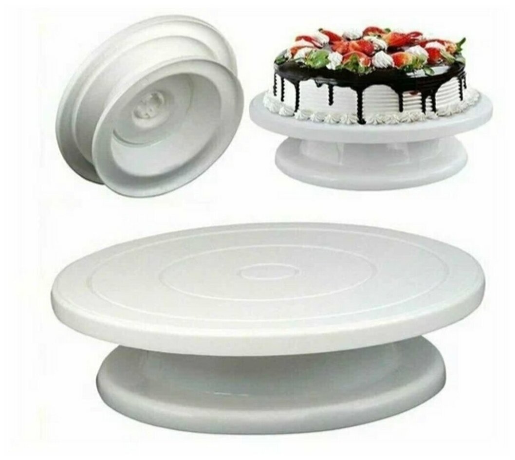 Вращающаяся подставка для торта / Тортница 28 см / Подставка для блюд / Поворотный столик для торта / Для любителей готовки