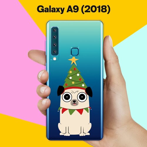 Силиконовый чехол на Samsung Galaxy A9 (2018) Елка-мопс / для Самсунг Галакси А9 2018