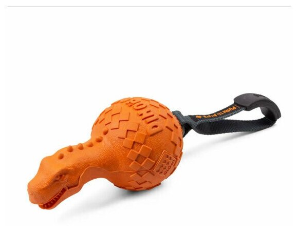 GiGwi игрушка для собак Динобол Т-рекс с отключаемой пищалкой, оранжевый, 2 шт.