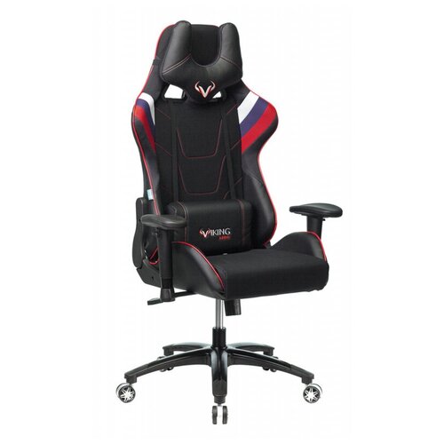 фото Компьютерное кресло zombie viking-4 aero игровое, обивка: текстиль/искусственная кожа, цвет: черный/белый/синий/красный