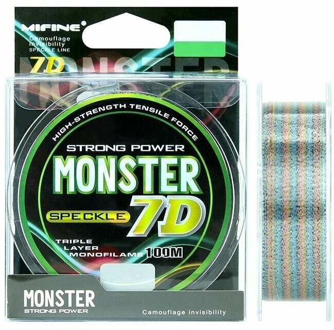 Леска рыболовная MIFINE MONSTER 7D (100м); (d - 0,23мм); (тест - 11,03)