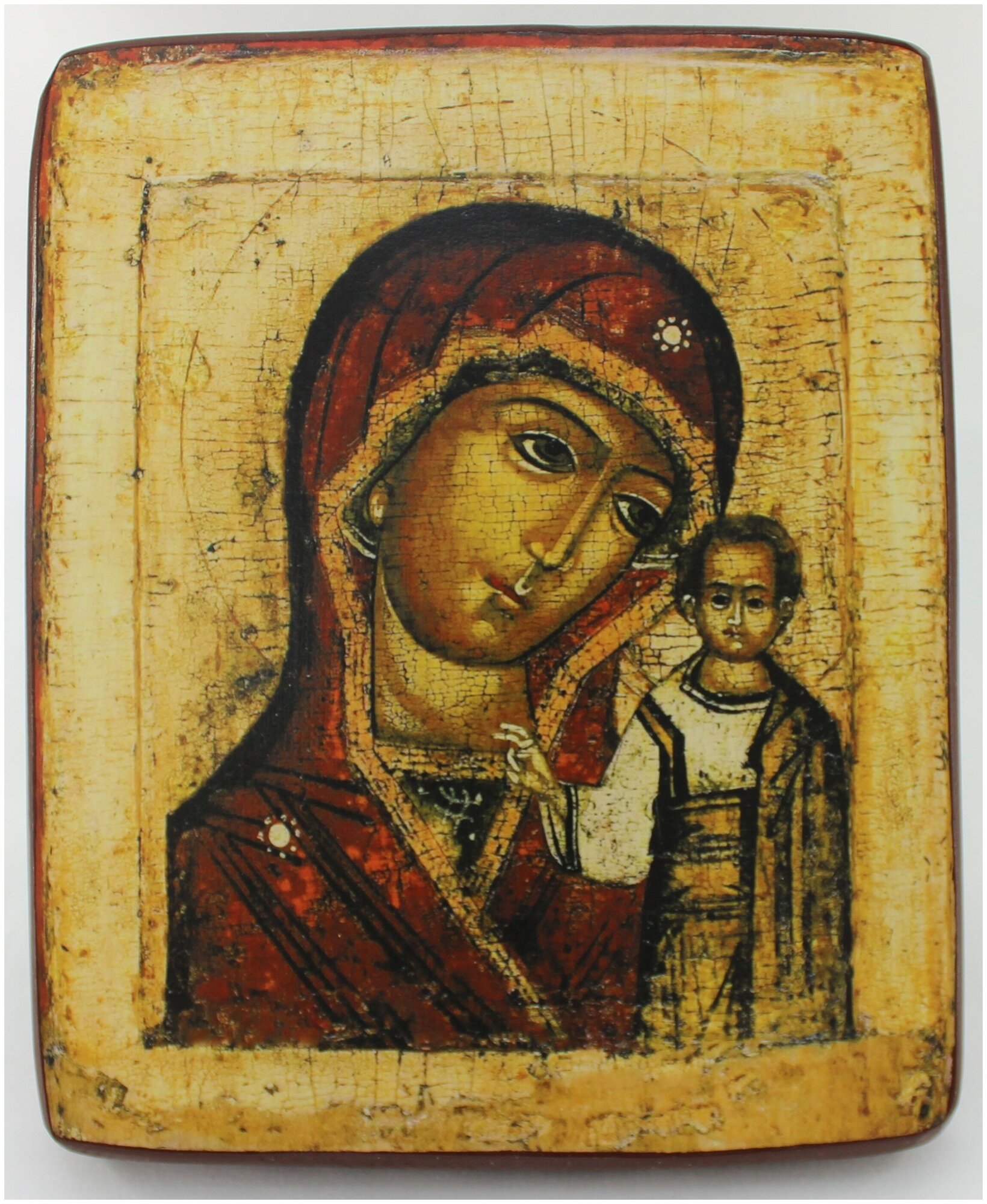 Православная Икона Божией Матери Казанская, деревянная иконная доска, левкас, ручная работа (Art.1084М)