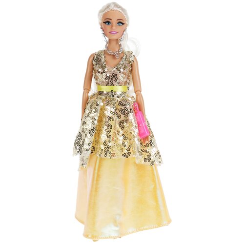фото Кукла карапуз "софия" 29 см, реалистичные ресницы, в золотом платье, расческа